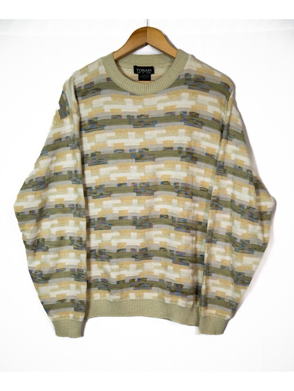 Tosani Sweater Mens Coogi Biggie Style Textured 3D Knit 90s Colorful Men's M
